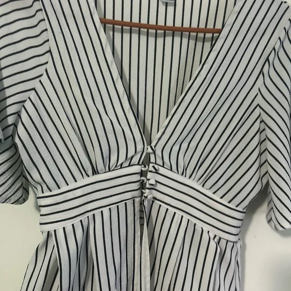 FAVLUX Black and White Striped High Low Dress - Picture 3 of 8